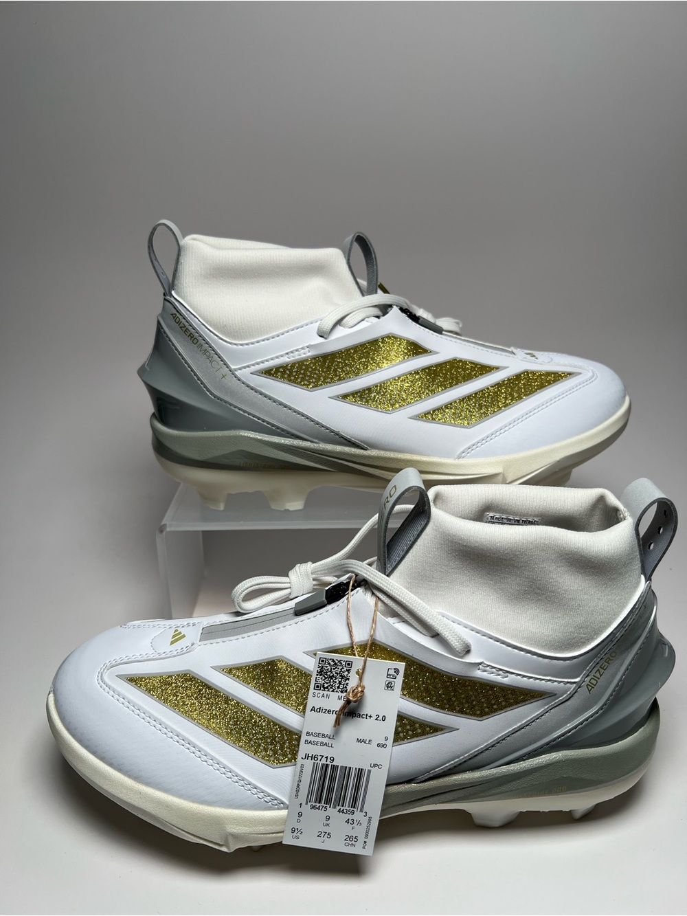 Adidas Adizero Impact 2.0 White Gold Baseball Cleats JH6719 Men's Size 9.5

Bran